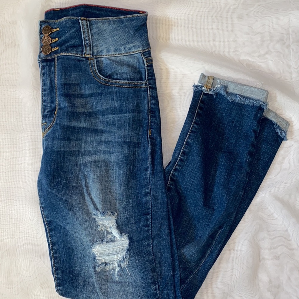 Cello Distressed Medium Washed Denim Jeans